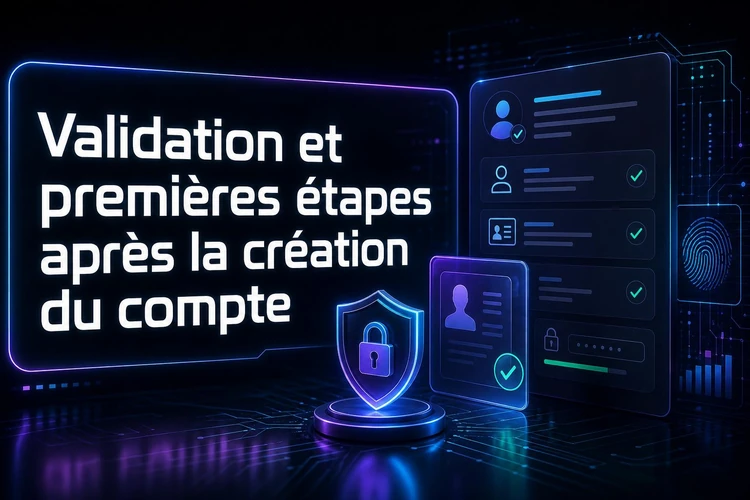 Validation et premières étapes après la création du compte
